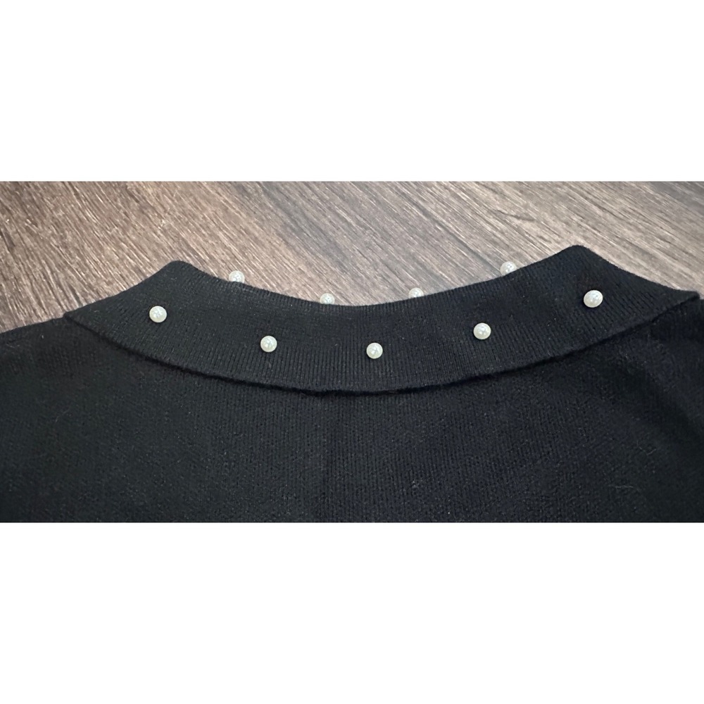 Black Pearl Cardigan XL Embellished Collared Knit Sweater Coquette Preppy NWOT - Picture 4 of 7